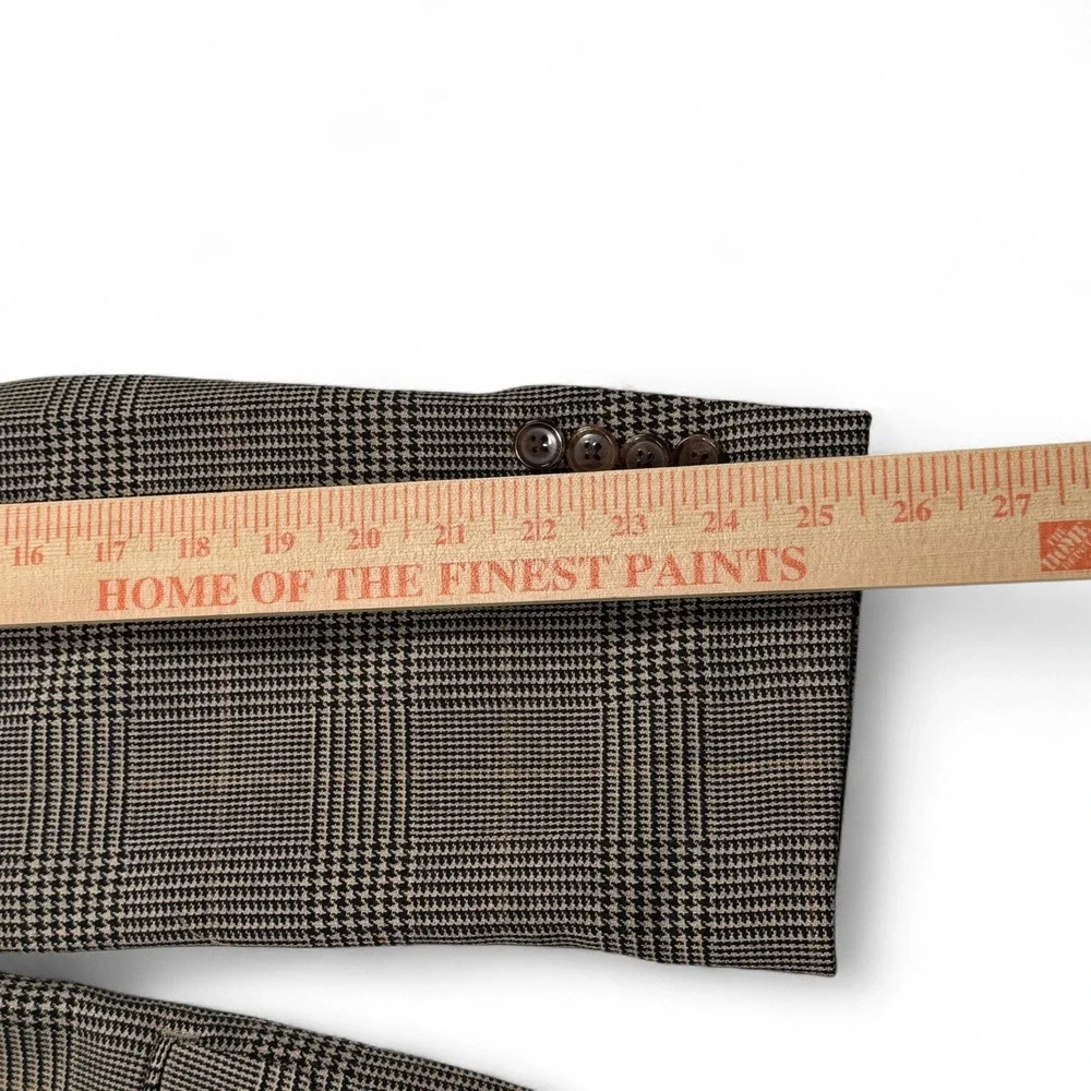 Ralph Lauren Dillards Mens Brown Plaid 100% Wool Blazer 41 Long 41L Sport Jacket